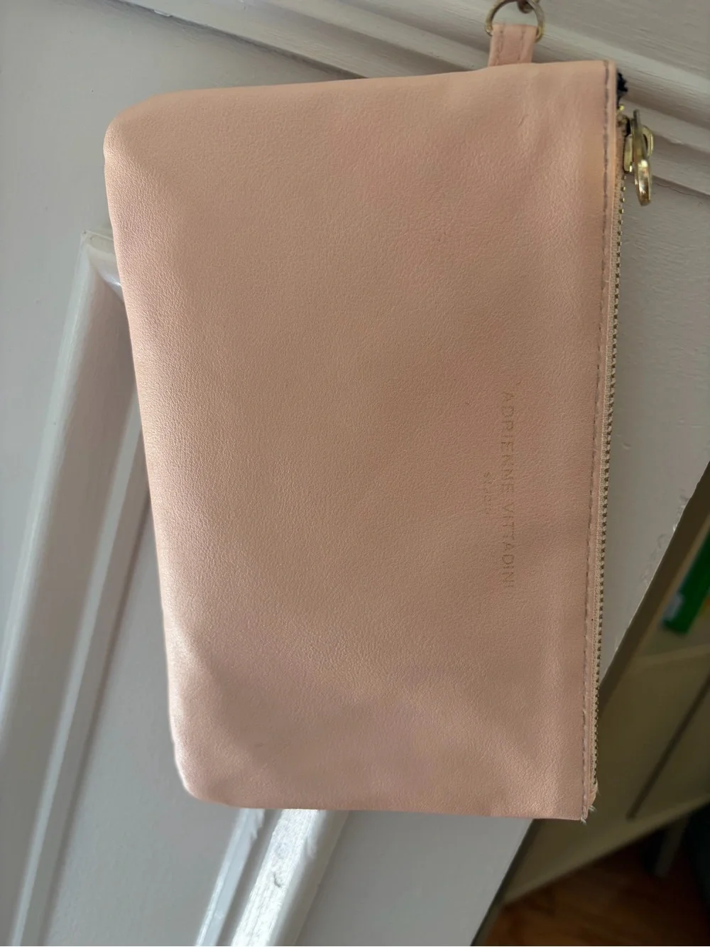 Adrienne Vittadini Blush Wristlet Clutch Vegan Leather Charging Port Included